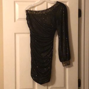 Black gold shimmering dress